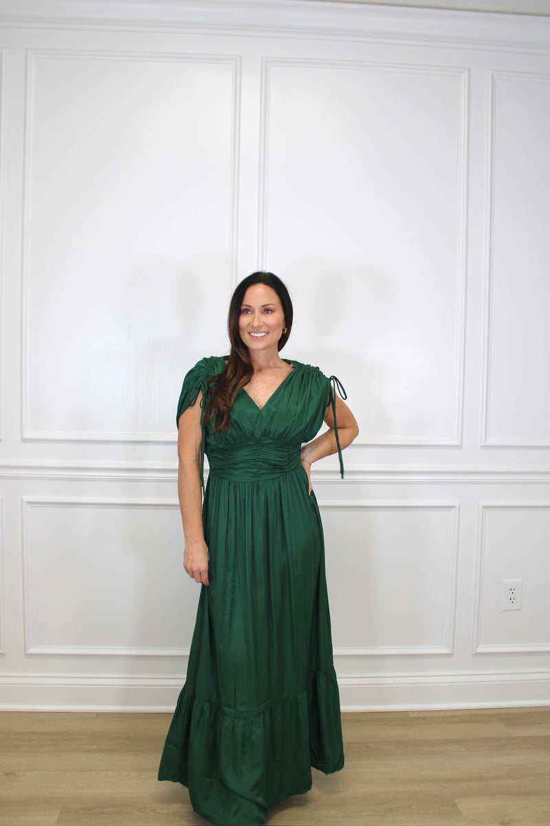 Dresses Summer Boho Dress Green Emerald Silk Maxi Green L