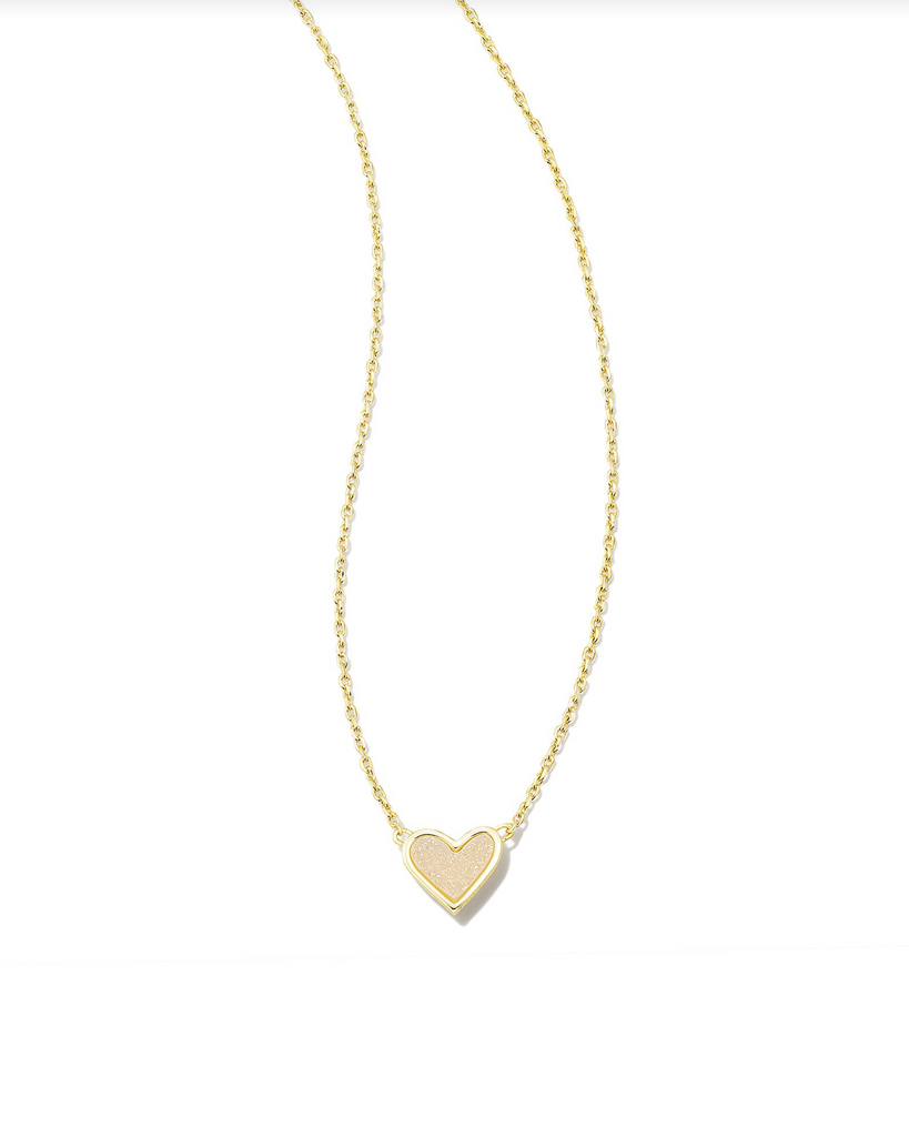 Framed Ari Heart Pendant Jewelry Kendra Scott Gold Iridescent Drusy  