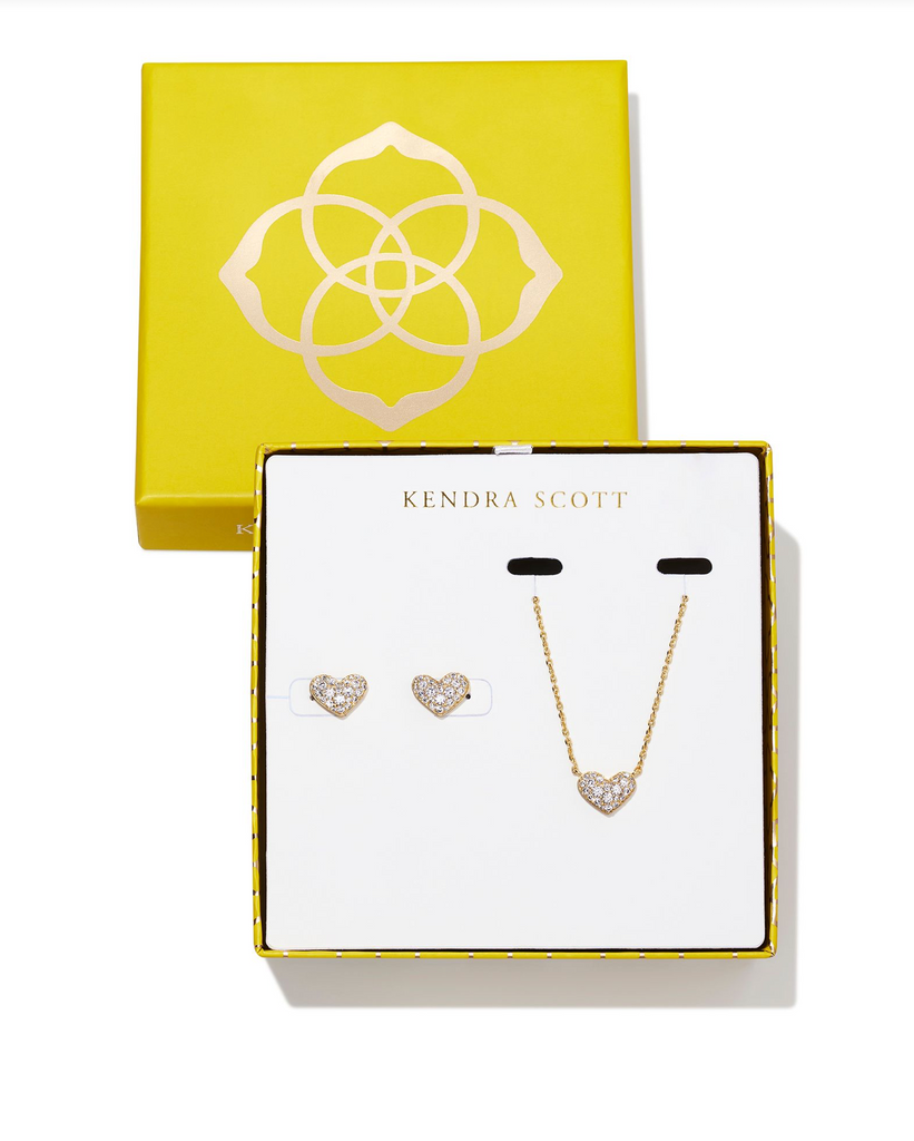 Ari Heart Gift Set Jewelry Kendra Scott Gold Pave Crystal  