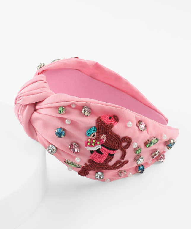 Jockey Headband Accessories Peacocks & Pearls Pink  