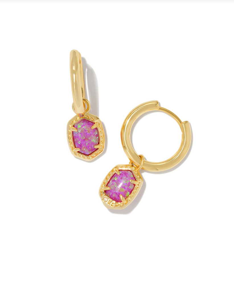 Daphne Framed Convertible Huggie Jewelry Kendra Scott Gold Magenta Opal  