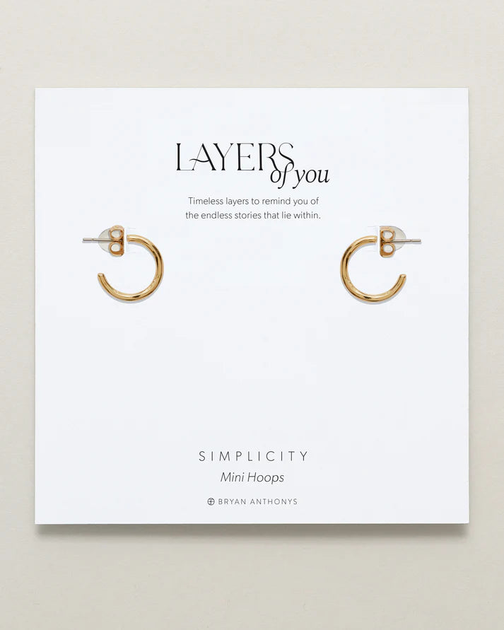 Simplicity Mini Hoop Earrings Jewelry Bryan Anthony's Gold  