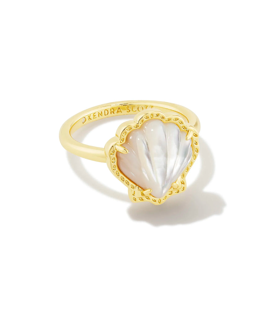 Brynne Shell Ring Jewelry Kendra Scott Gold Ivory Mother of Pearl 6 
