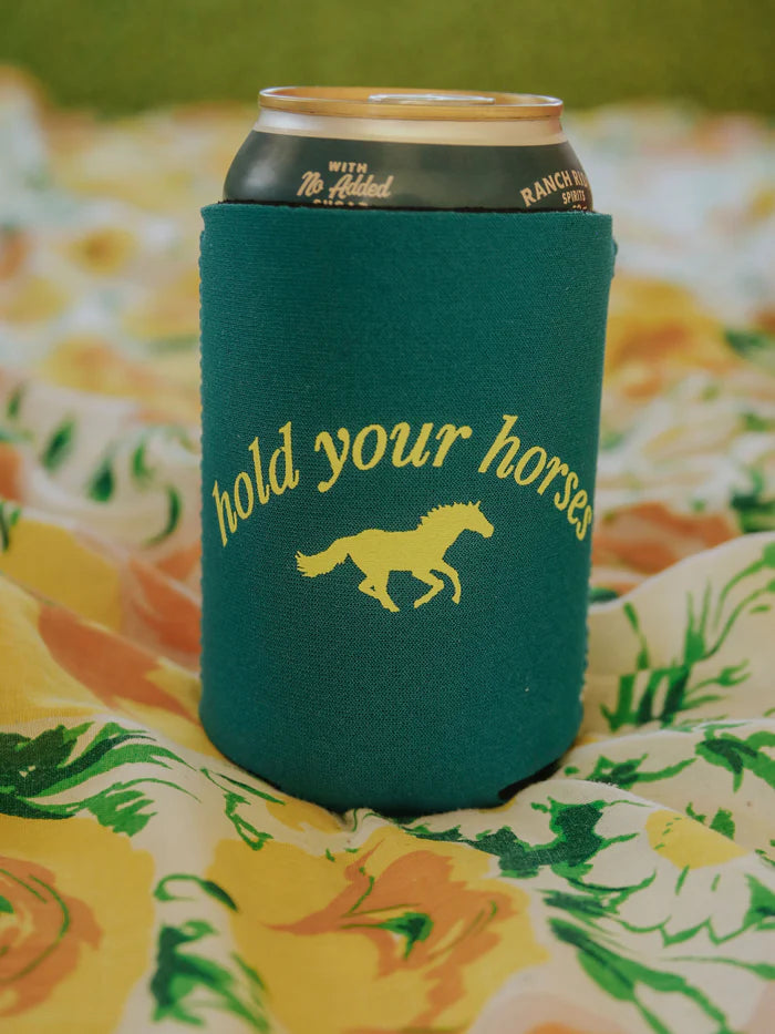 Hold Your Horse Koozie Home Peacocks & Pearls Green  