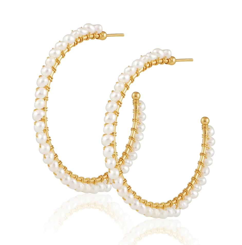 Marilyn Pearl Hoops Jewelry Sahira Gold  