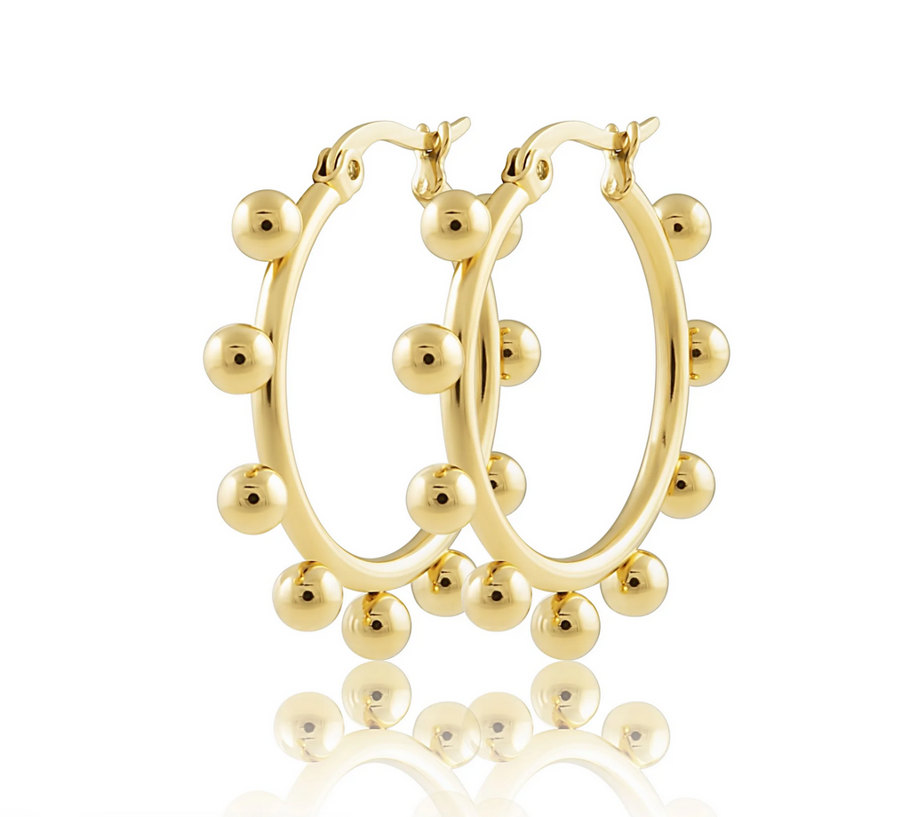 Erin Small Studded Hoops Jewelry Sahira Gold  