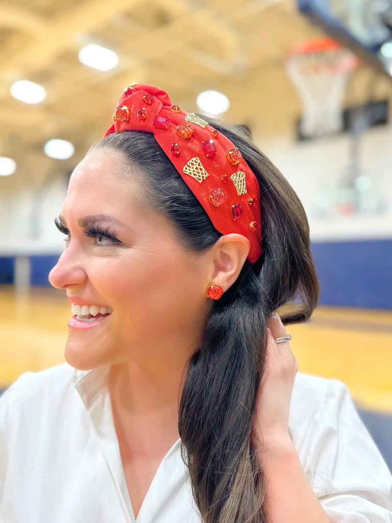 Basketball Headband Accessories Peacocks & Pearls Red  