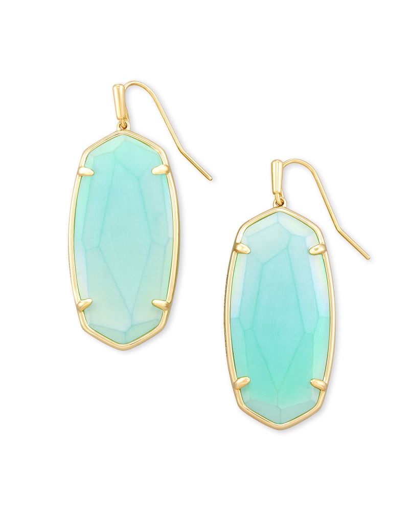 Elle Faceted Earring Jewelry Kendra Scott Gold Iridescent Mint Glass  
