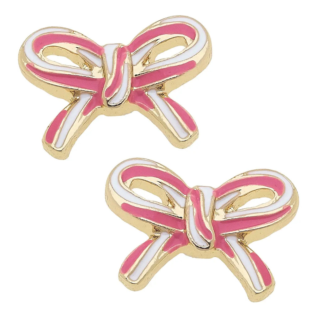 Candy Cane Bow Stud Earrings Jewelry Peacocks & Pearls
