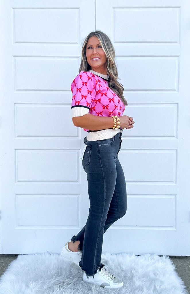 Lillian Bow Sweater Clothing Peacocks & Pearls   