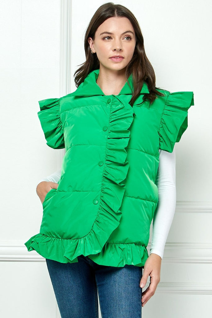 Ruffle Up Vest Clothing Peacocks & Pearls   