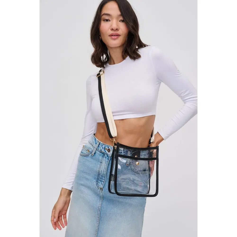 Beckham Clear Stadium Crossbody Bags Peacocks & Pearls Black  