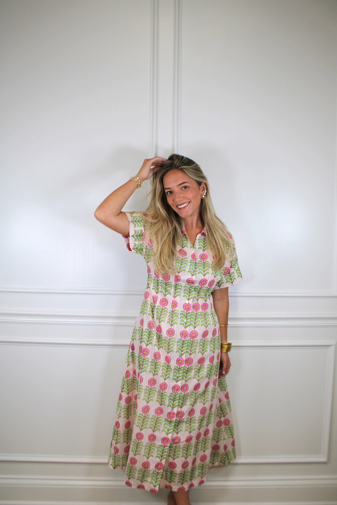 dress that green and pink pearls Garden Party Dress Pink / L