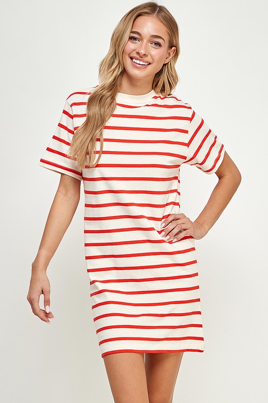 Now & Later T-Shirt Dress Clothing Peacocks & Pearls Red S 