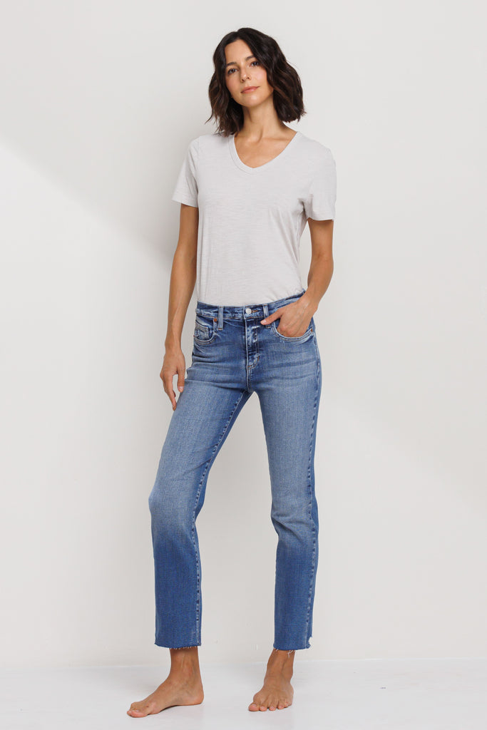 High Rise Slim Straight Jean Clothing Peacocks & Pearls   