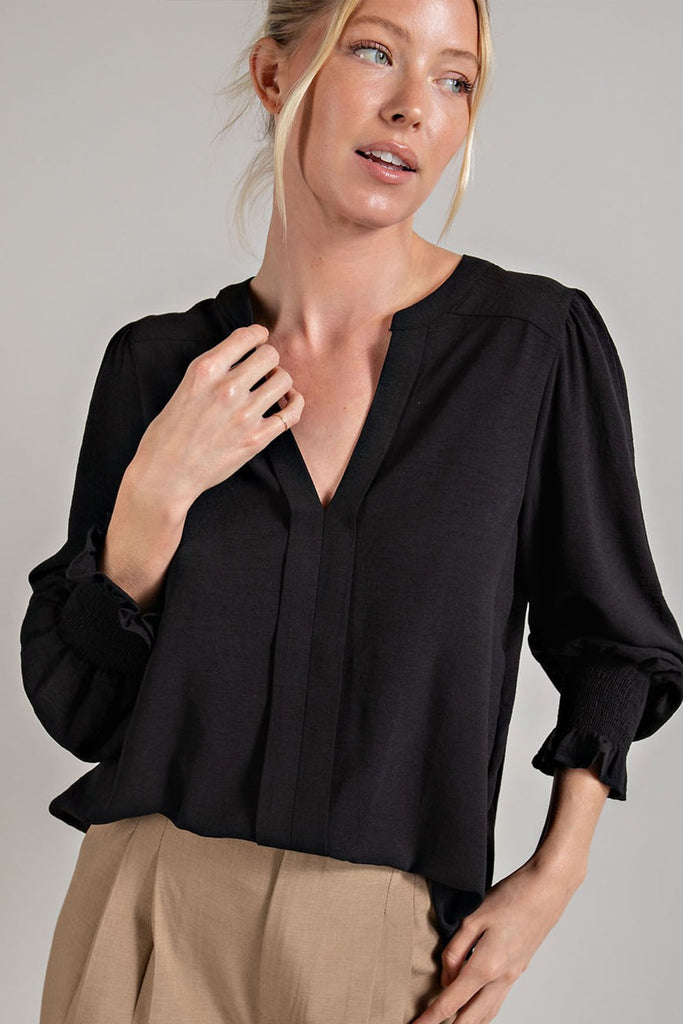 Oh So Chic Blouse Clothing Peacocks & Pearls Black S 