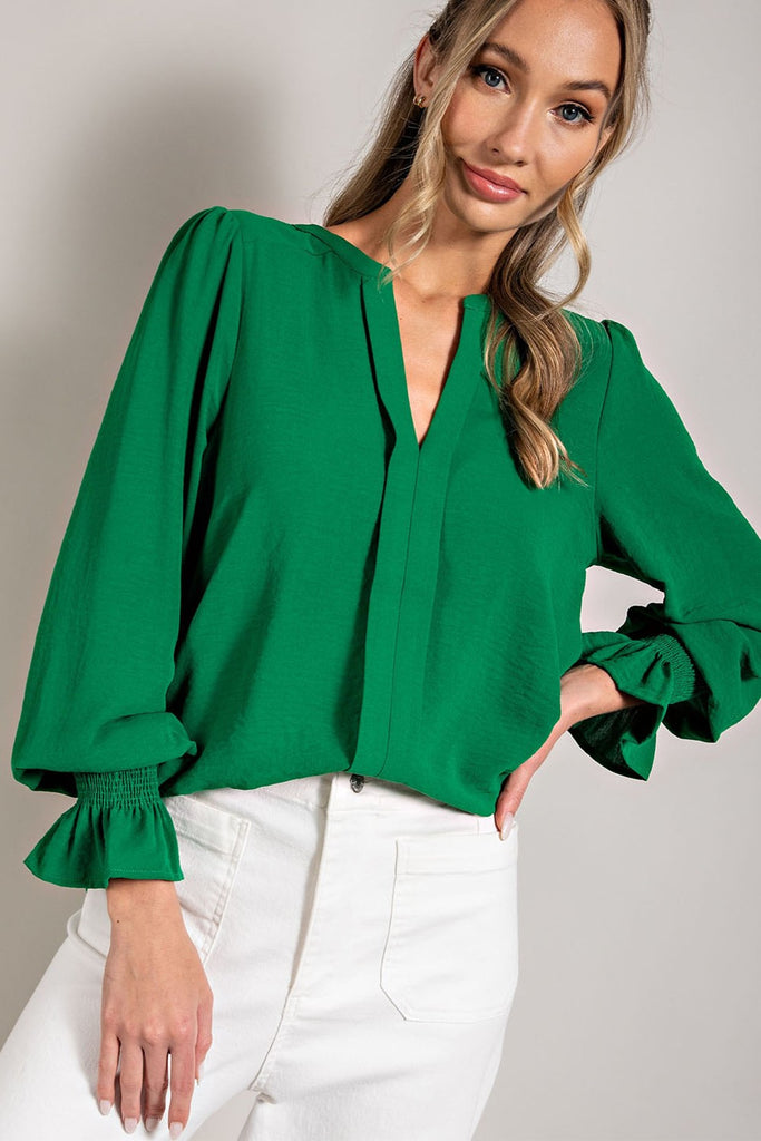 Oh So Chic Blouse Clothing Peacocks & Pearls Kelly Green S 