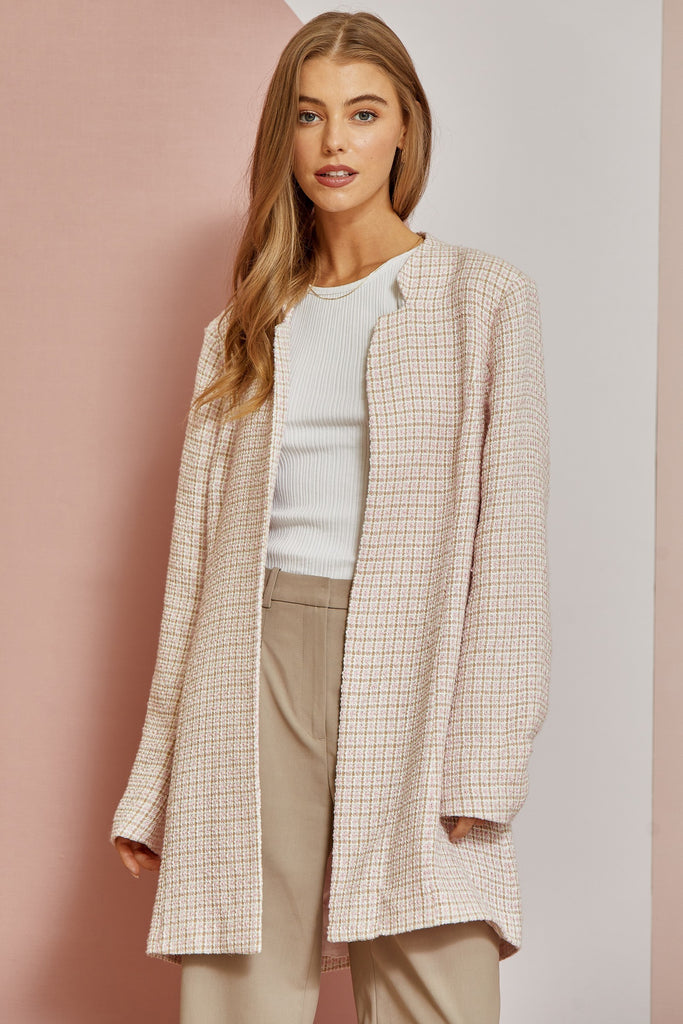 Pinky Promise Plaid Jacket Clothing Peacocks & Pearls Beige S 