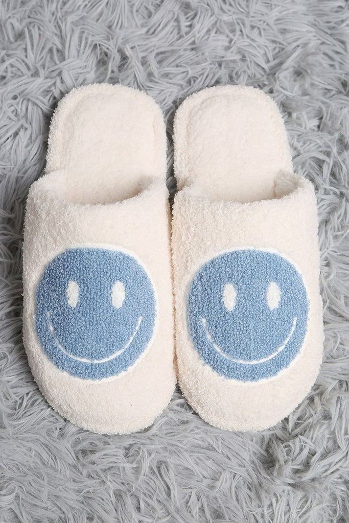 Just One Smile Slippers Shoes Peacocks & Pearls Ivory & Blue S/M 