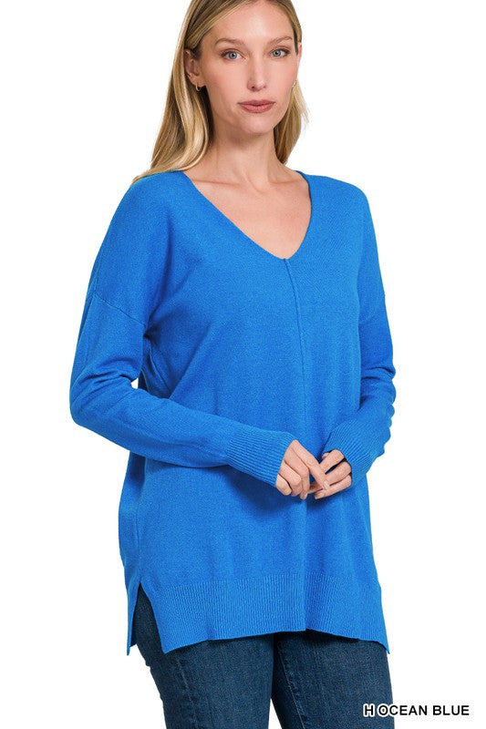 Endless Comfort Sweater Clothing Peacocks & Pearls Ocean Blue S/M 