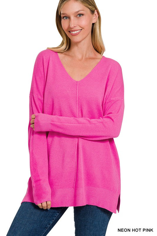 Endless Comfort Sweater Clothing Peacocks & Pearls Neon Hot Pink S/M 