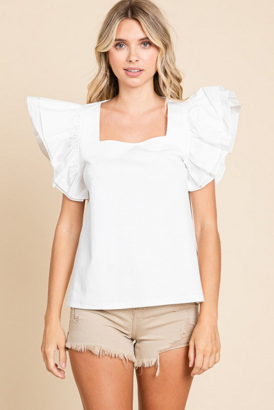 Remi Ruffle Top Clothing Peacocks & Pearls Off-White S 