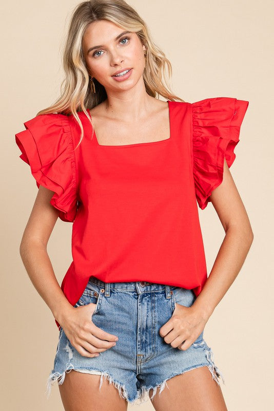 Hearts Flutter Top Clothing Peacocks & Pearls Owensboro Red S 