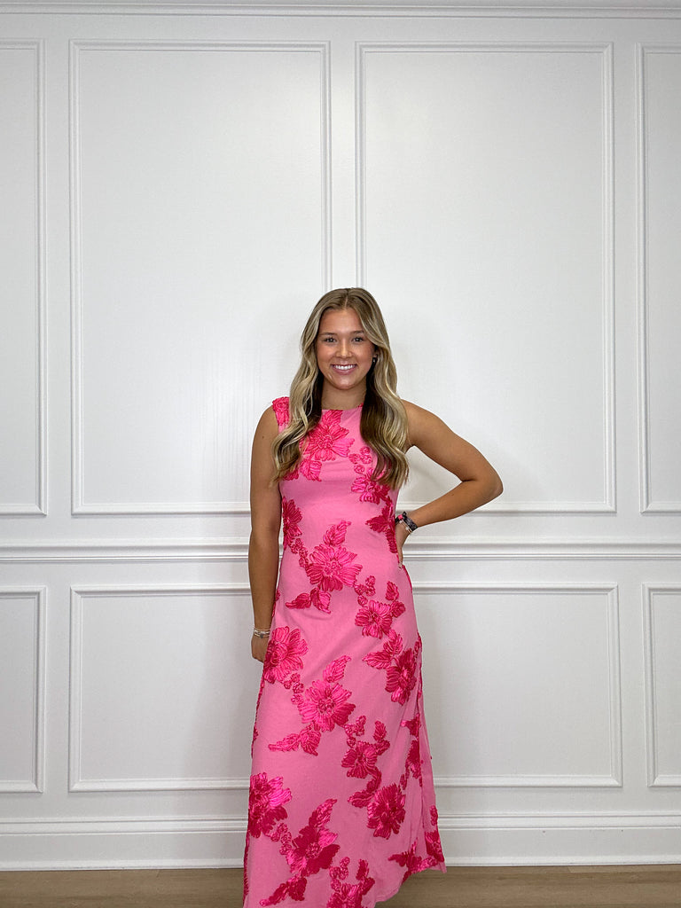 Natasha Dress Clothing Peacocks & Pearls Fuchsia XS