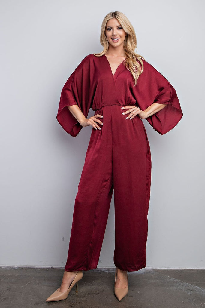 My Holiday Best Jumpsuit Clothing Peacocks & Pearls Burgundy S 