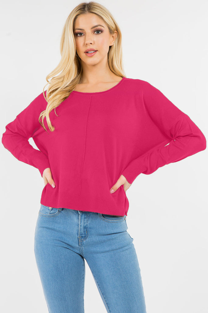 New Go-To Sweater Clothing Peacocks & Pearls Magenta S/M 