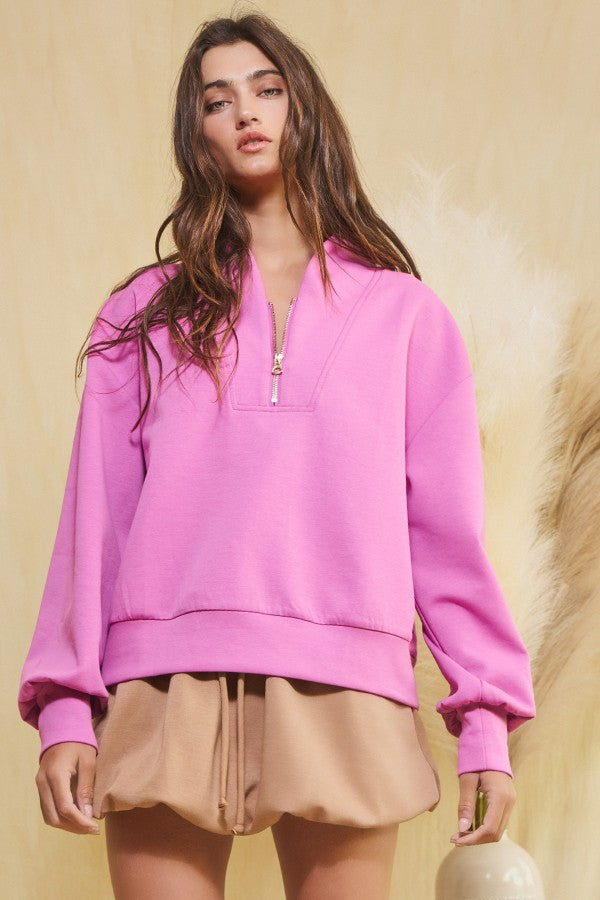 Halfway There Zip-Up Clothing Peacocks & Pearls Magenta S