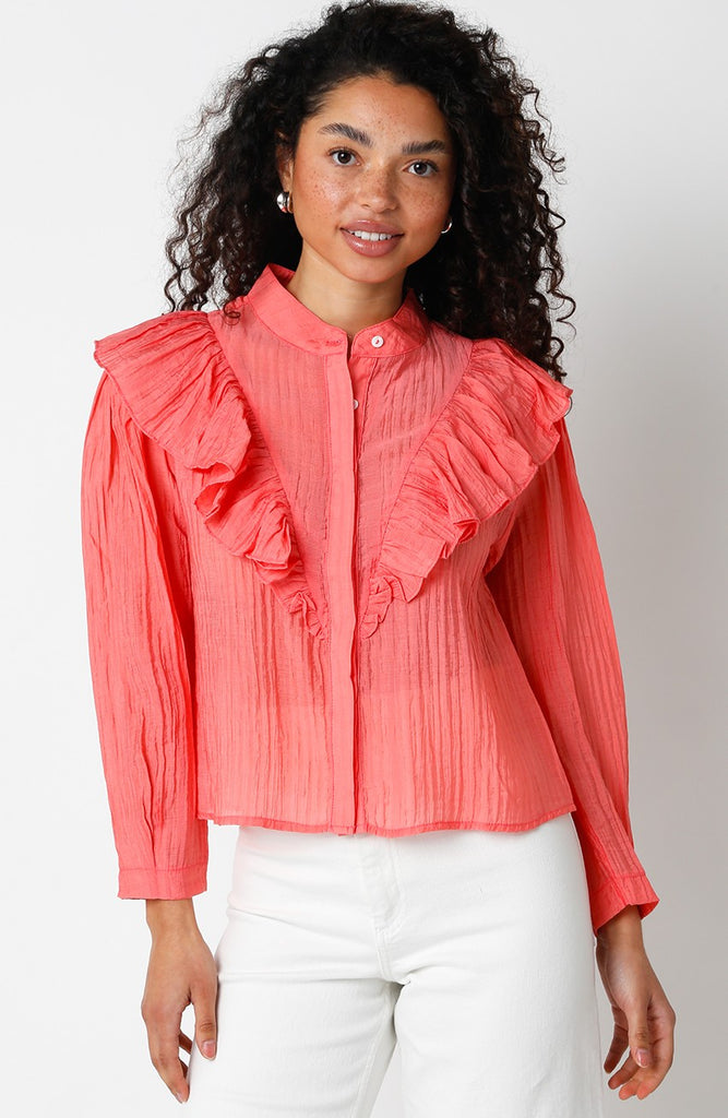 The Kelsey Top Clothing Peacocks & Pearls Coral S 