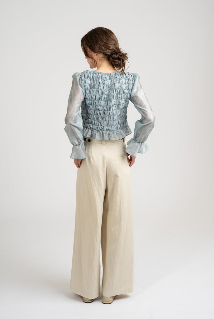 Smocked Sheer Blouse Sale Peacocks & Pearls