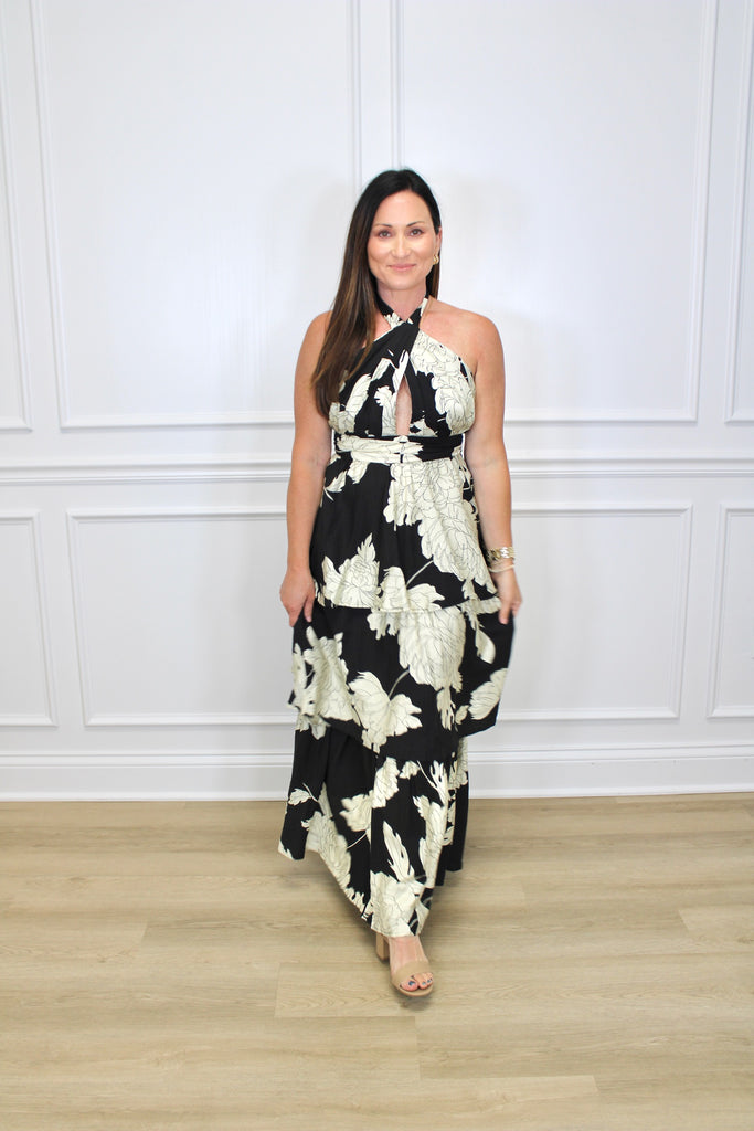 Joplin Halter Maxi Clothing Peacocks & Pearls