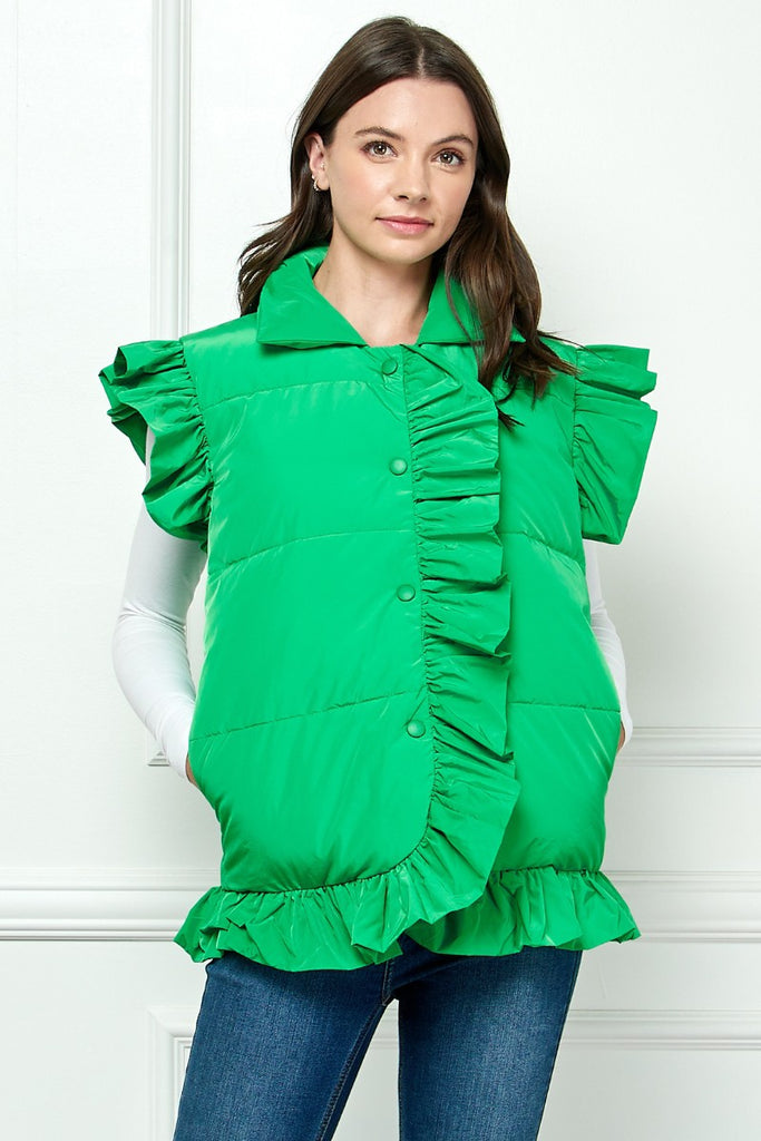 Ruffle Up Vest Clothing Peacocks & Pearls   