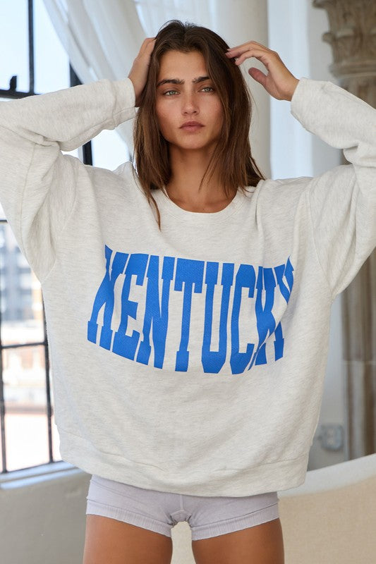 Varsity Kentucky Graphic Pullover Clothing Peacocks & Pearls Grey S