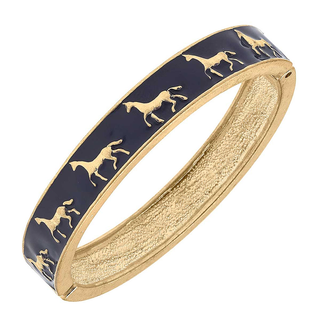 Virginia Enamel Equestrian Bangle Jewelry Peacocks & Pearls Navy  