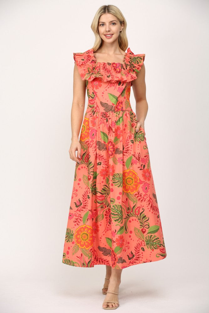 Tropical Elegance Midi Clothing Peacocks & Pearls