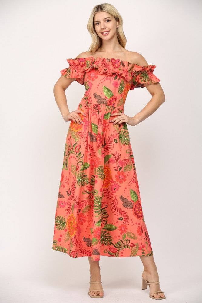 Tropical Elegance Midi Clothing Peacocks & Pearls