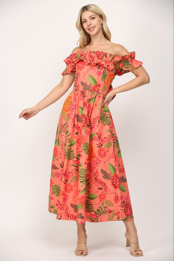Tropical Elegance Midi Clothing Peacocks & Pearls