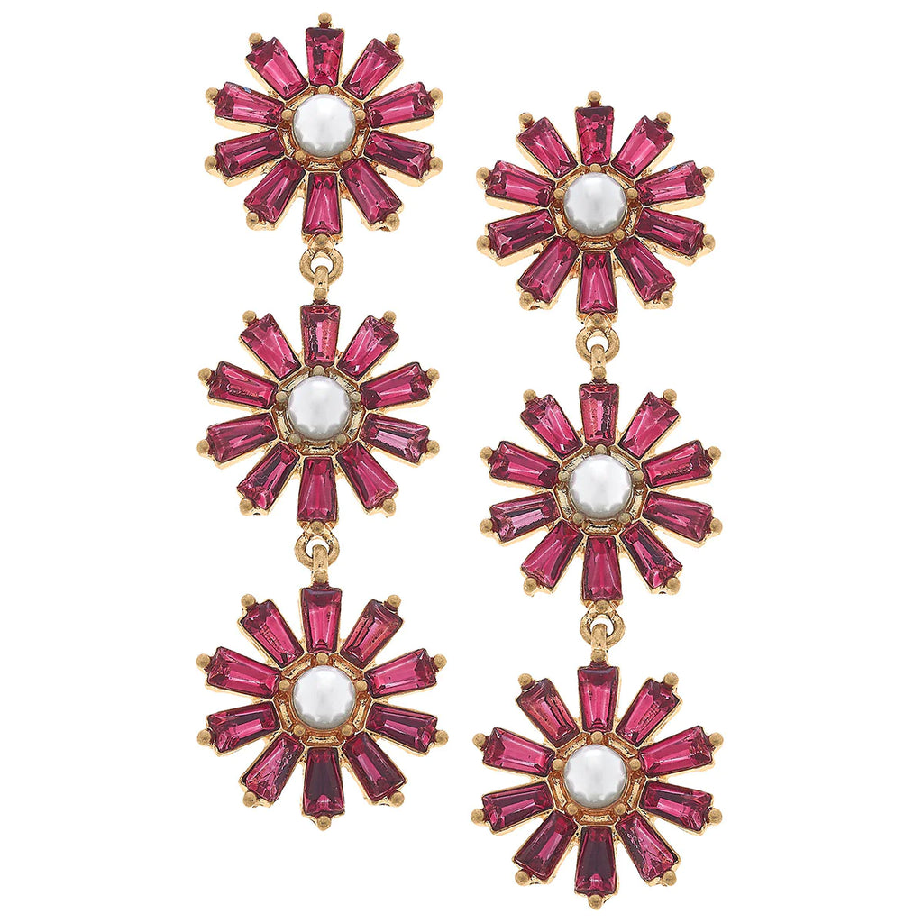 Amelia Pearl Linked Earrings Jewelry Peacocks & Pearls Fuchsia  