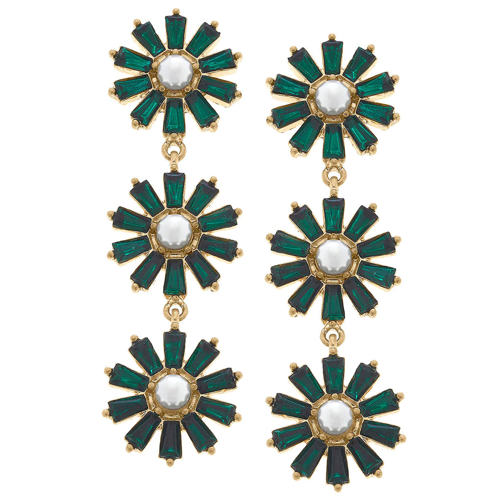 Amelia Pearl Linked Earrings Jewelry Peacocks & Pearls Emerald  