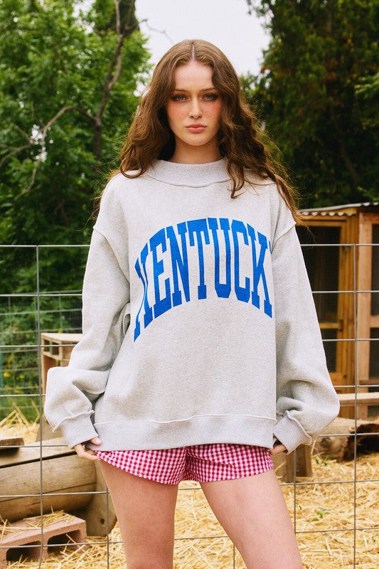 Kentucky Reversible Sweatshirt Clothing Peacocks & Pearls Grey S/M