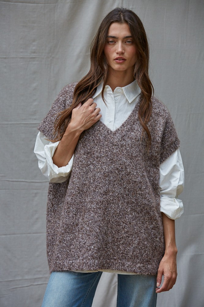 Tori Sweater Vest Clothing Peacocks & Pearls Dark Mocha S