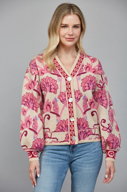 Blush Bloom Cardigan Clothing Peacocks & Pearls Pink Multi S