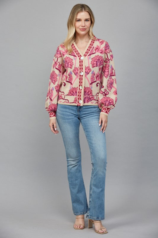 Blush Bloom Cardigan Clothing Peacocks & Pearls