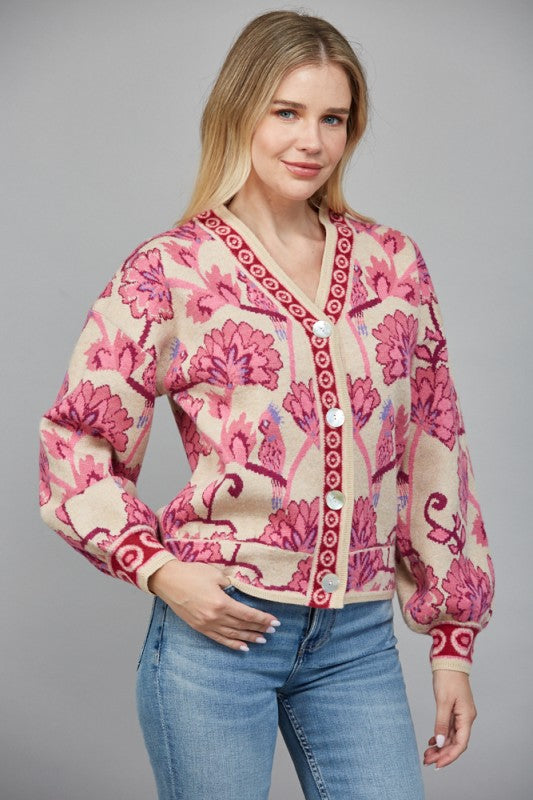 Blush Bloom Cardigan Clothing Peacocks & Pearls