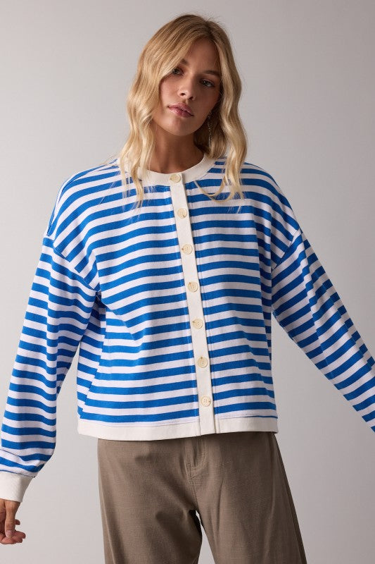 The Capri Button Stripe Clothing Peacocks & Pearls Owensboro Blue S