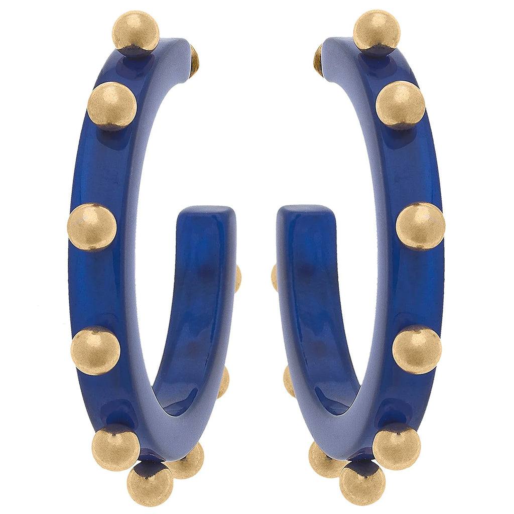 Kelley Studded Resin Hoops Jewelry Peacocks & Pearls Blue  