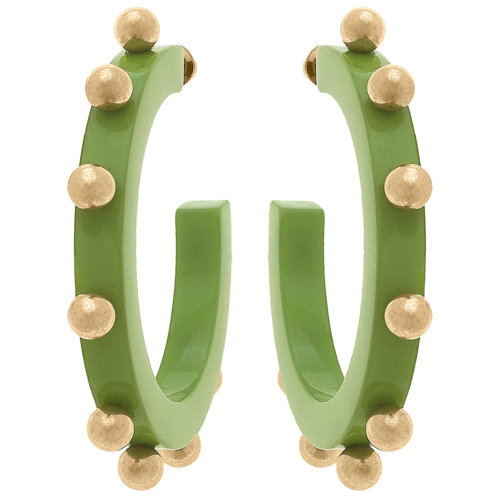 Kelley Studded Resin Hoops Jewelry Peacocks & Pearls Lime Green  